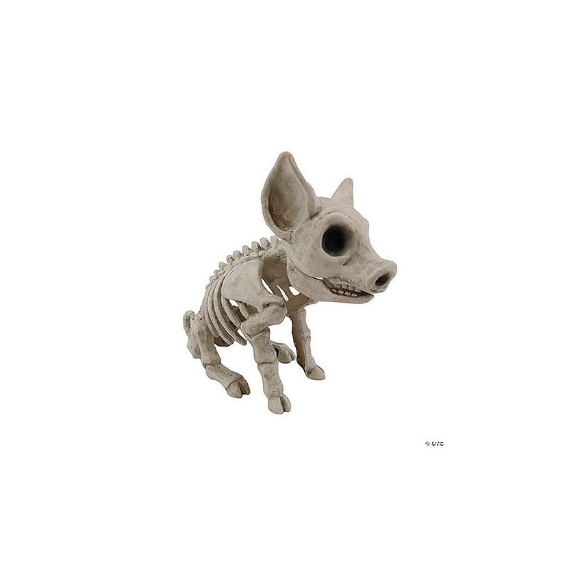 9 3/4" Sitting Pig Plastic Skeleton Halloween Tabletop Decoration Image