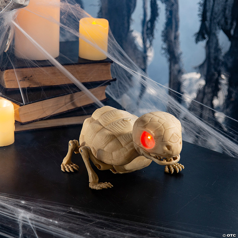 9" Animated Skeleton Turtle Halloween Decoration Image