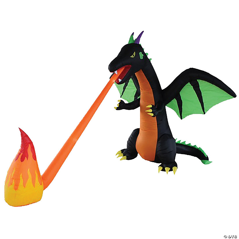 9 Ft. Fire Breathing Dragon Inflatable Outdoor Yard Decoration Image