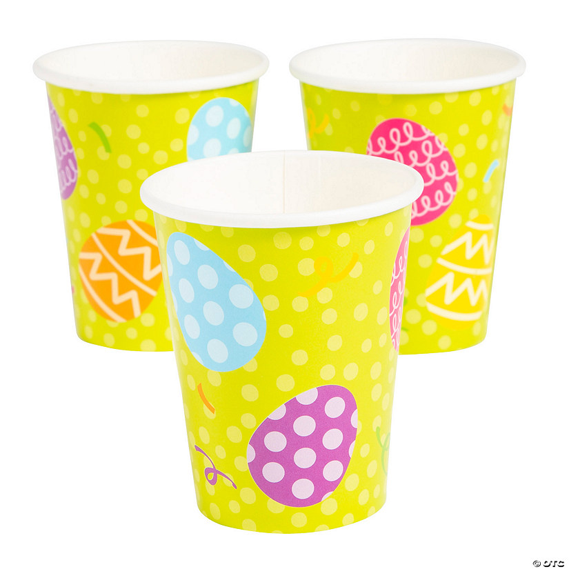 9 oz. Bright Easter Egg Polka Dots & Ribbons Disposable Paper Cups - 8 Ct. Image