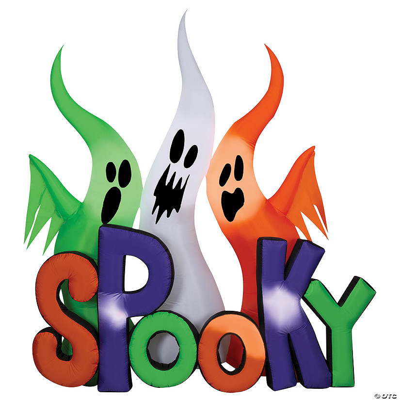 96" Airblown Inflatable Ghosts w/Spooky Sign Halloween Yard Decoration Image