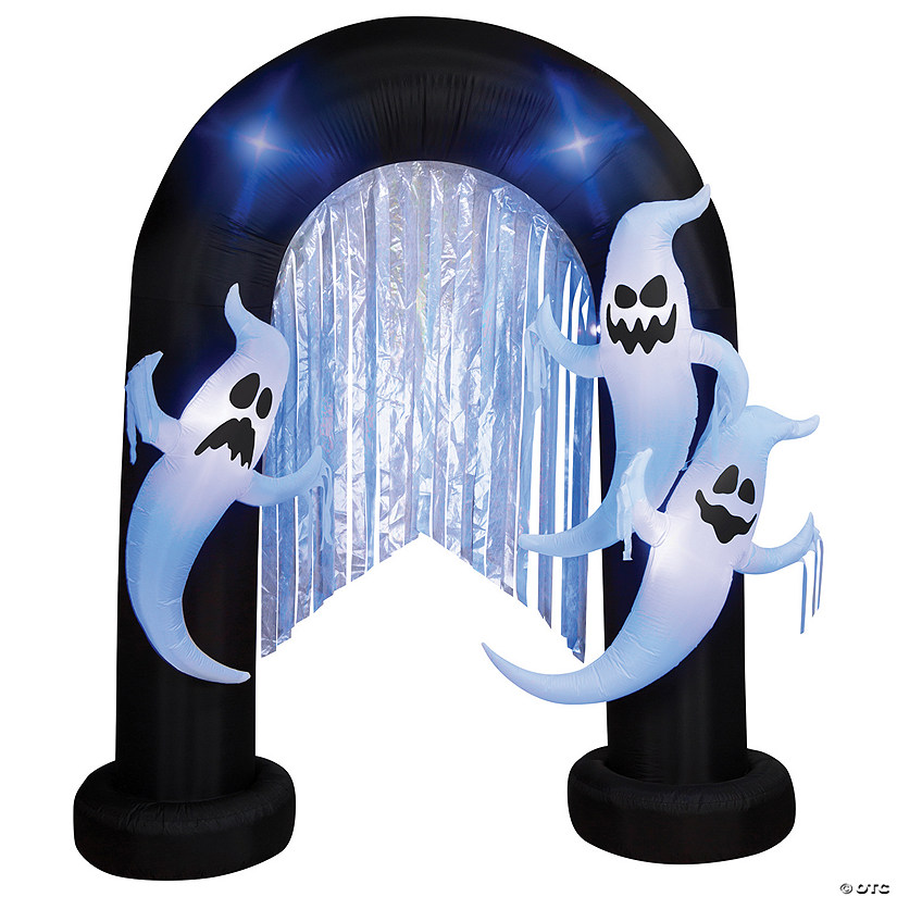 96" Airblown Inflatable Lightshow Archway w/ Ghosts Black Light Halloween Yard Decoration Image