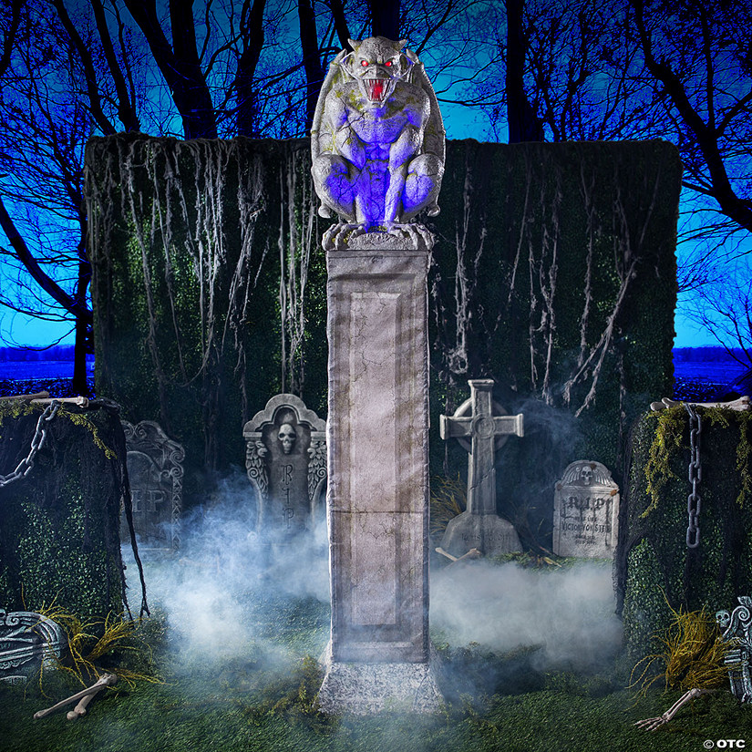 96" Oversized Gargoyle Pillar Animated Halloween Prop Image