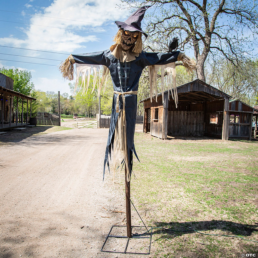 96" Staked Scarecrow Animated Halloween Decoration Image