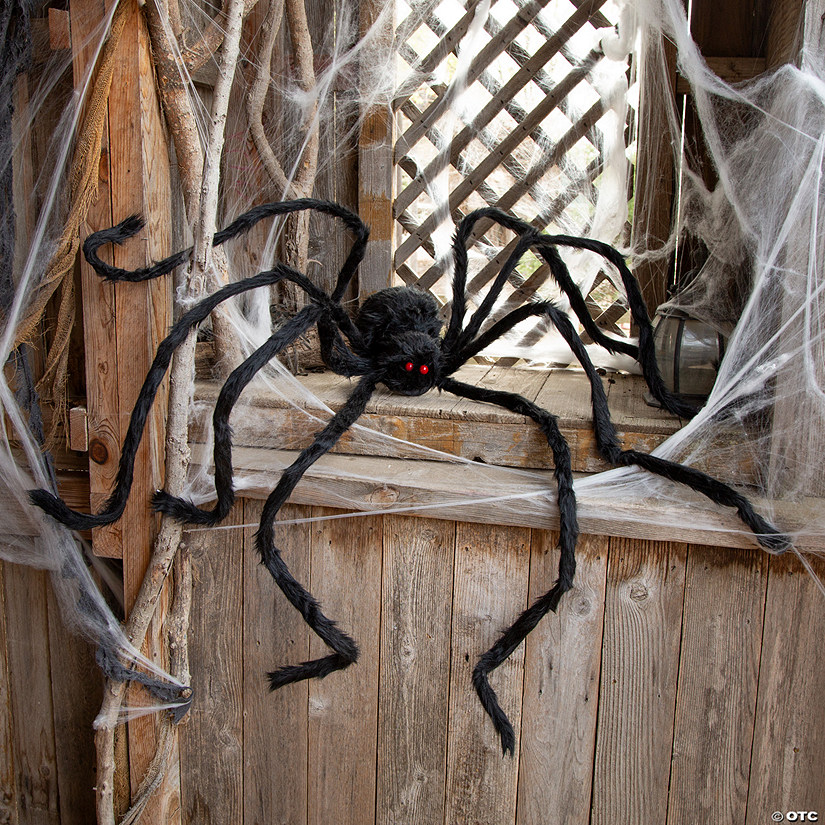 98 1/2" Large Poseable Hairy Black Spider Halloween Decoration Image