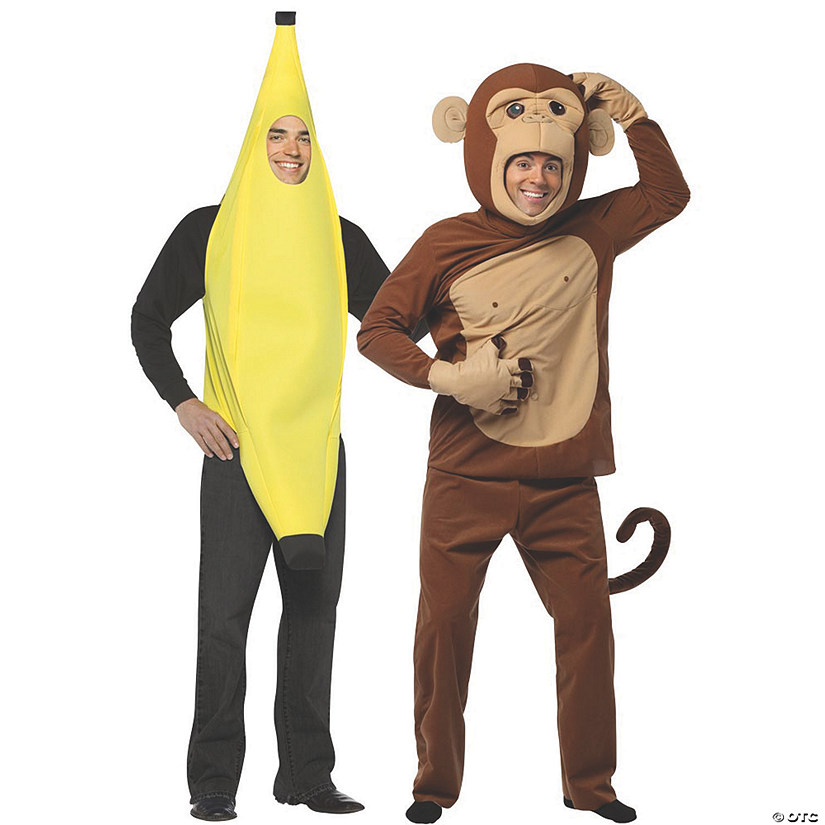 Adult Banana and Monkey Couple Costumes Image