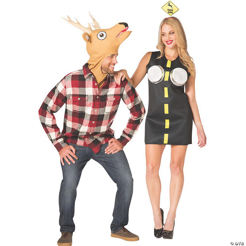 Adult Deer in Headlights Couples Costume Image