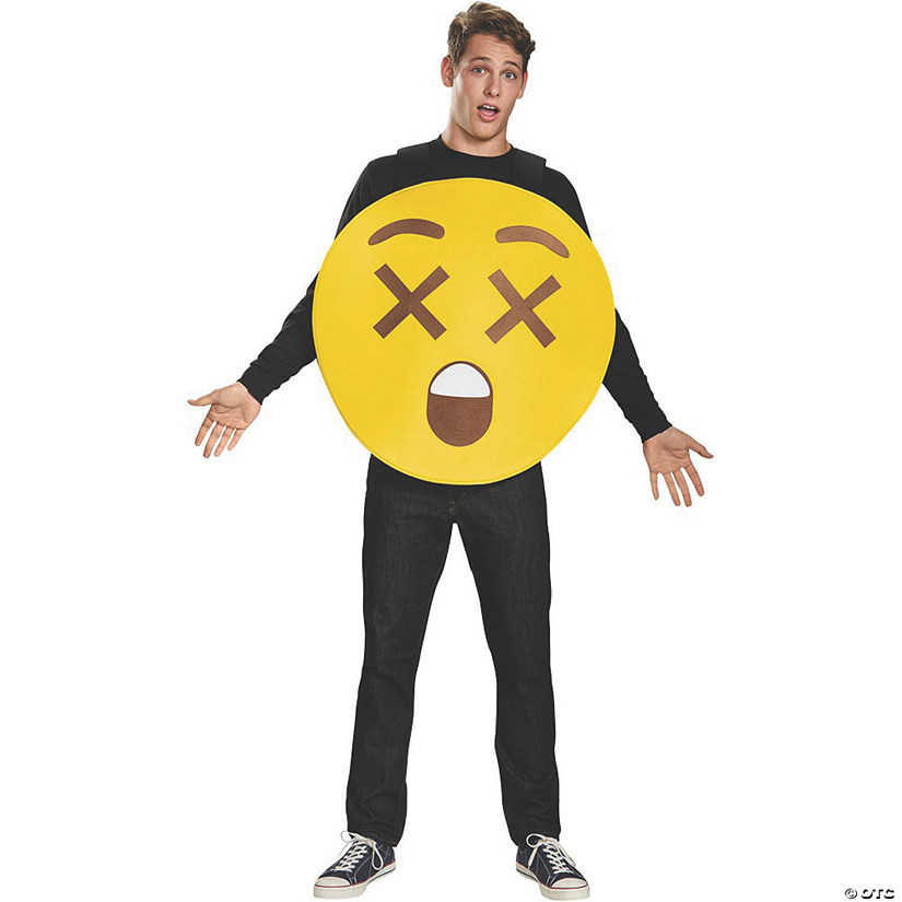 Adult Dizzy Face Emoji Sandwich Board Costume Image