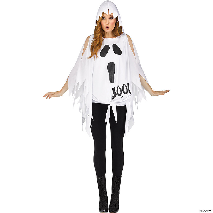 Adult Ghost Print Poncho Image