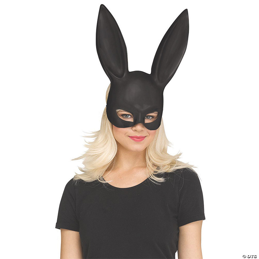 Adult Matte Black Bunny Mask Image