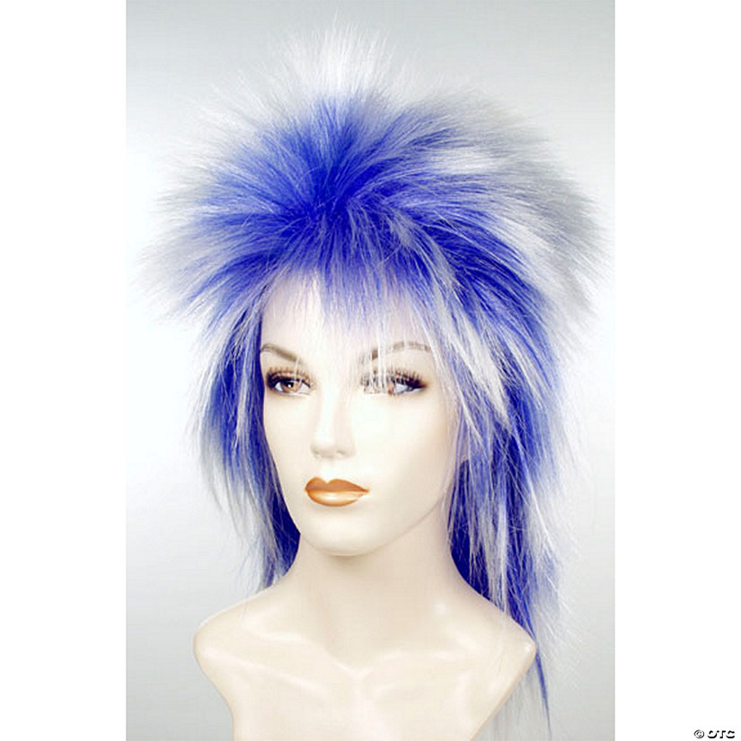 Adult Punk Fright Wig Blue Root with White Tips Image