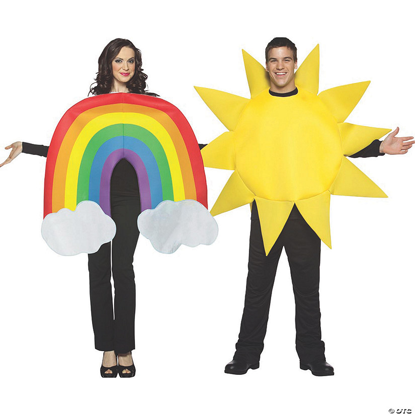 Adult Rainbow and Sun Couple Costumes Image