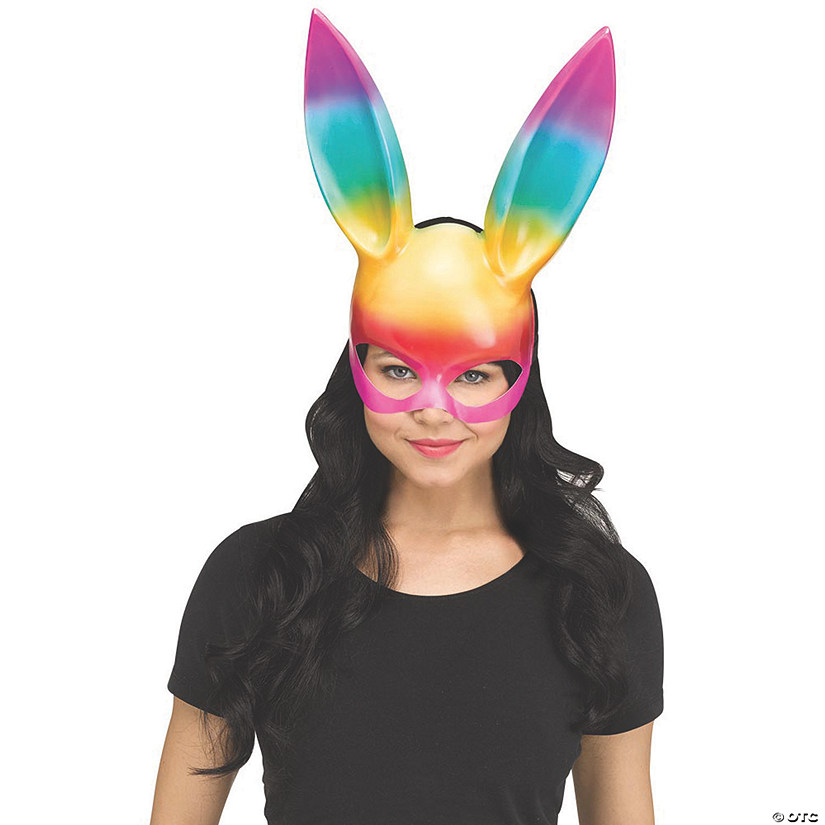 Adult Rainbow Bunny Mask Image