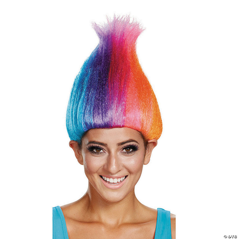 Adult Rainbow Colored Licensed Troll Wig Image