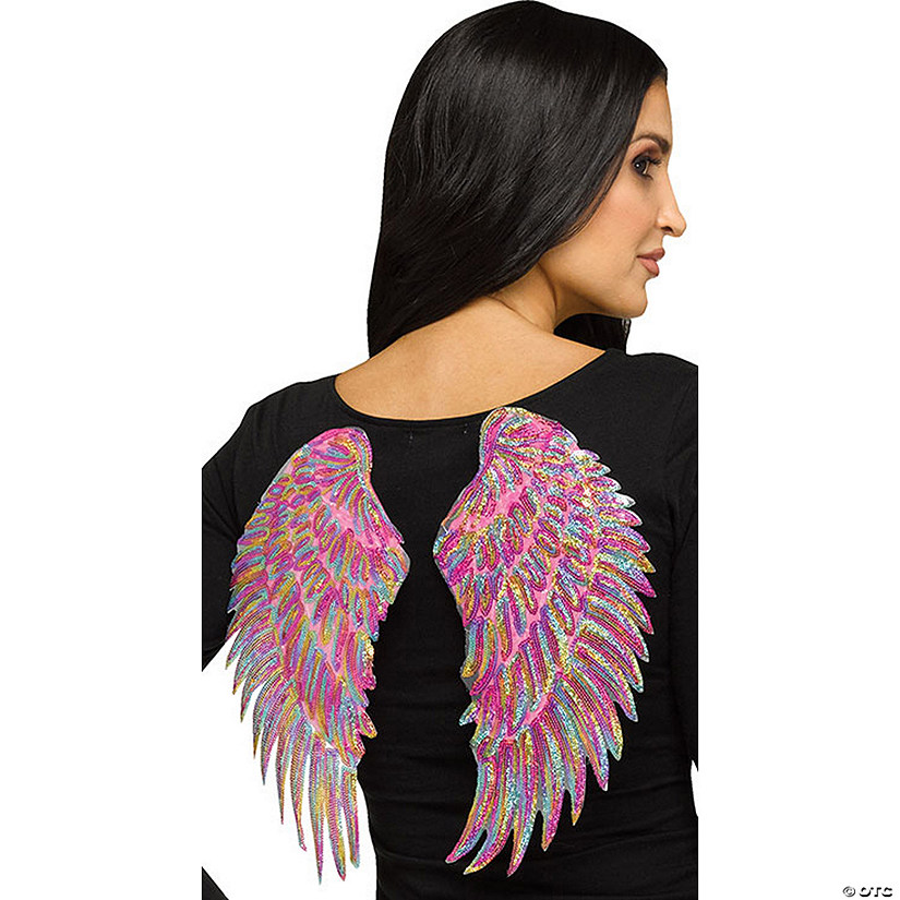 Adult Rainbow Metallic Fabric Foam Wings Costume Accessory Image