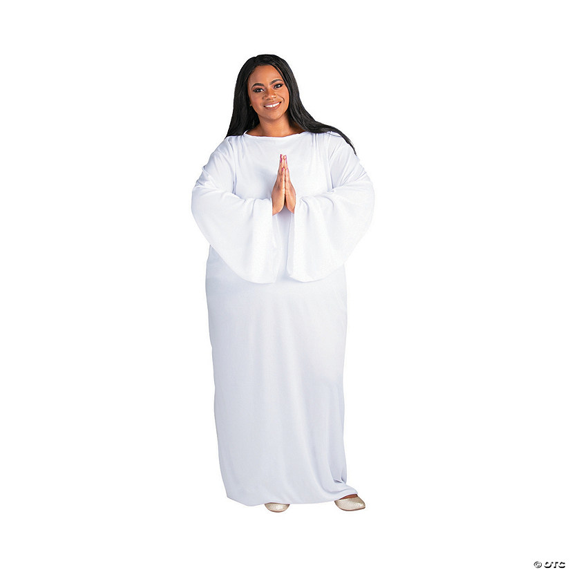 Adult&#8217;s Plus Size White Nativity Gowns - 6 Pc. Image