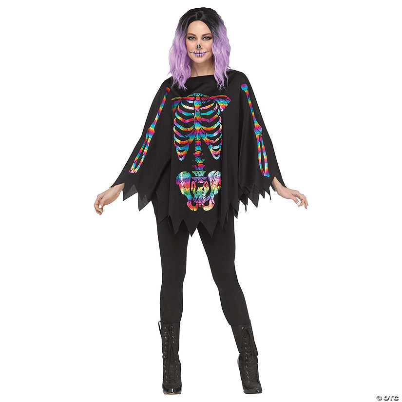 Adult Skeleton Poncho Costume Accessory Image