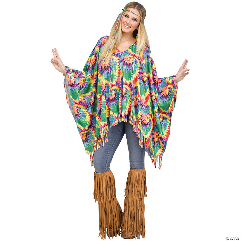 Adult Tie Dye Hippie Poncho Image