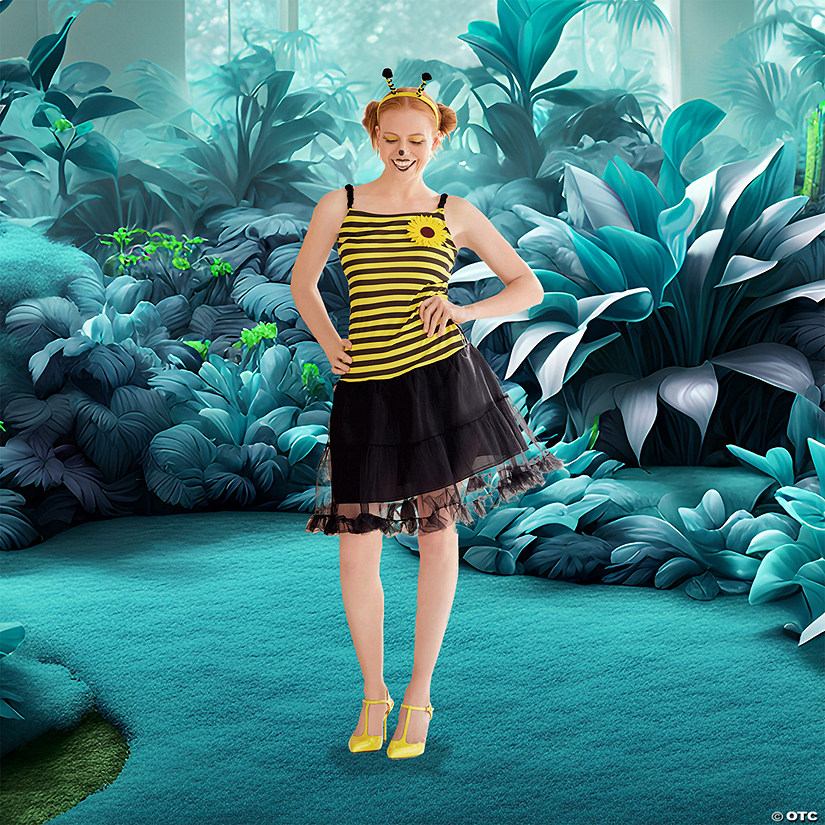 Adult Women's Bumblebee Tank Dress Halloween Costume - Medium - Black and Yellow Image