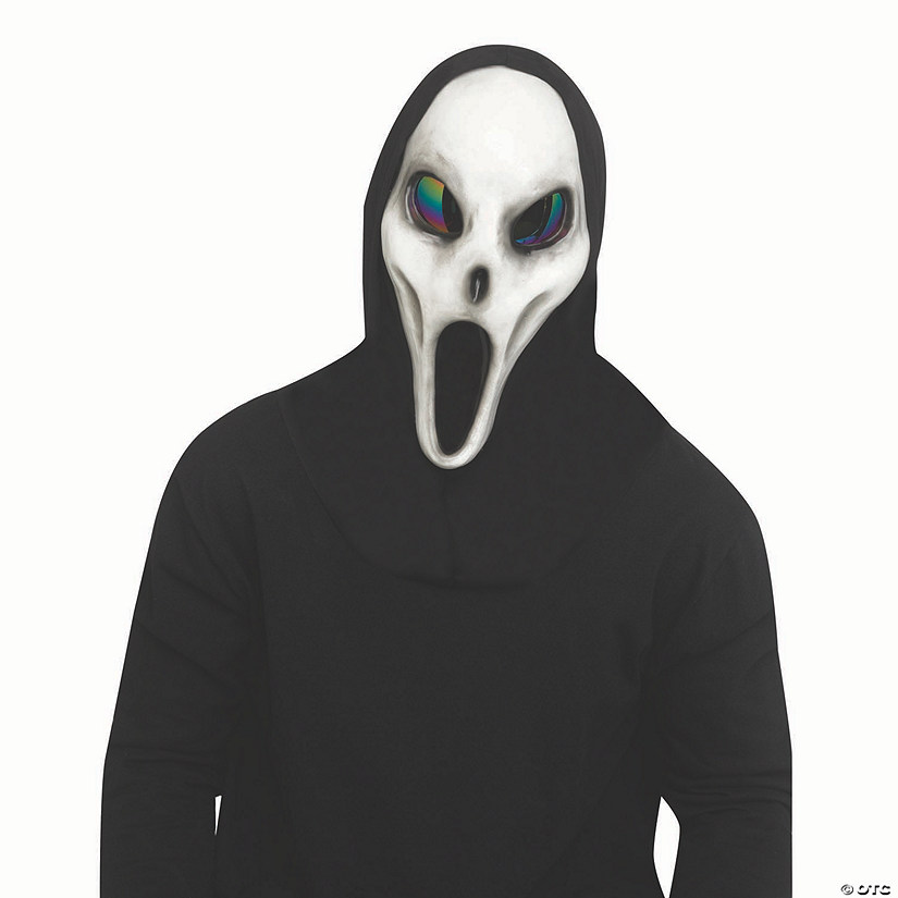 Adults Alien Spawn&amp;#8482; Grey Full Mask with Black Hood - One Size Image