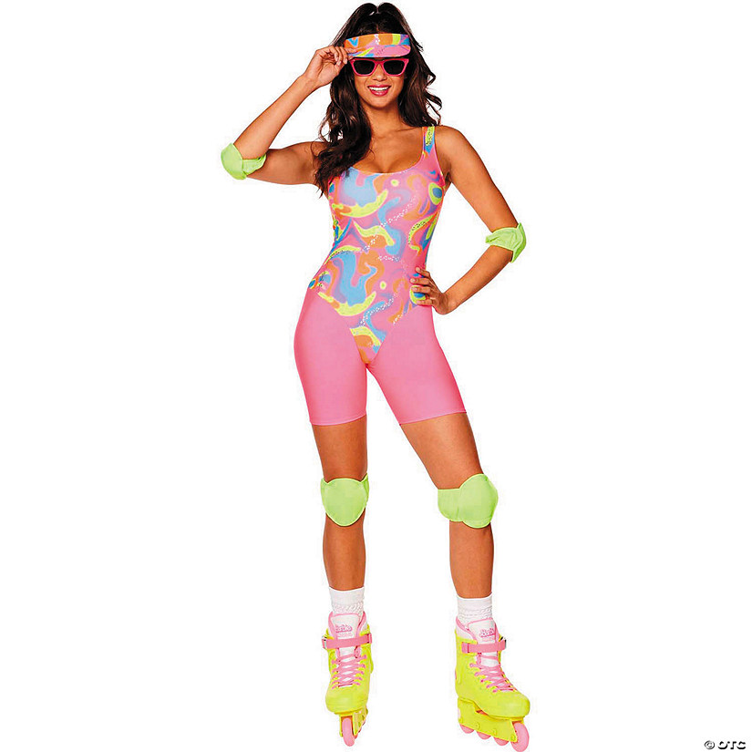 Adults Barbie<sup>&#174;</sup> Movie Pink & Yellow Skating Barbie Costume Image