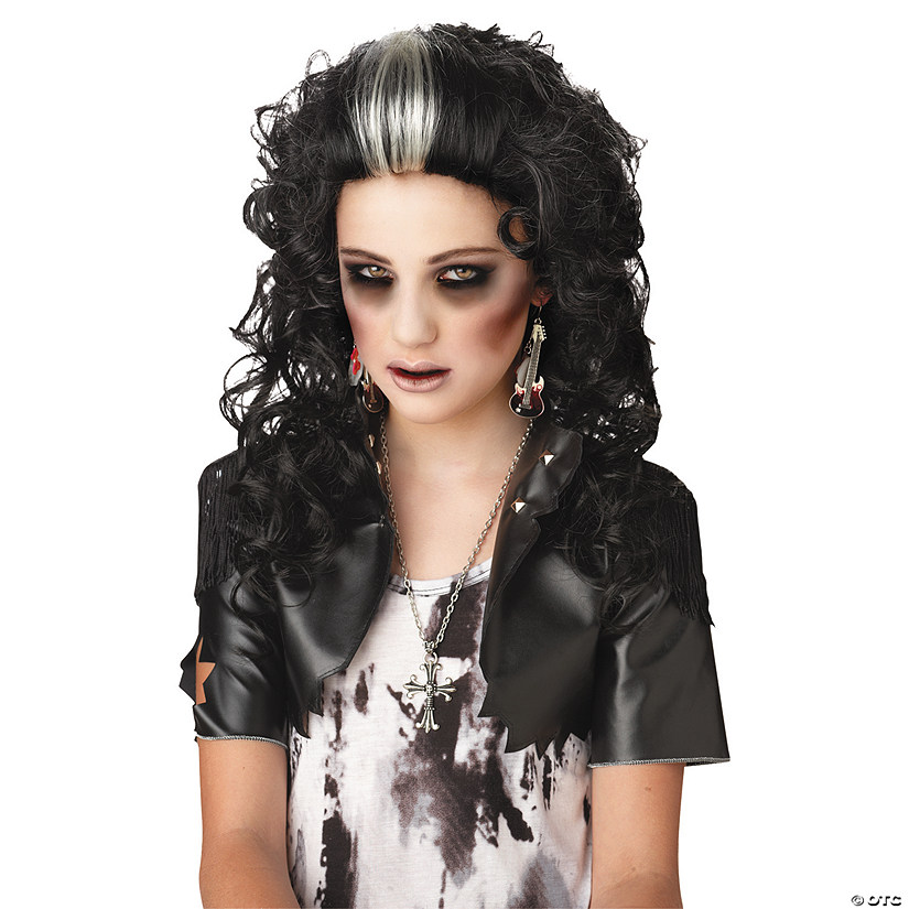 Adults Black &amp; White Rocked Out Zombie Wig Image