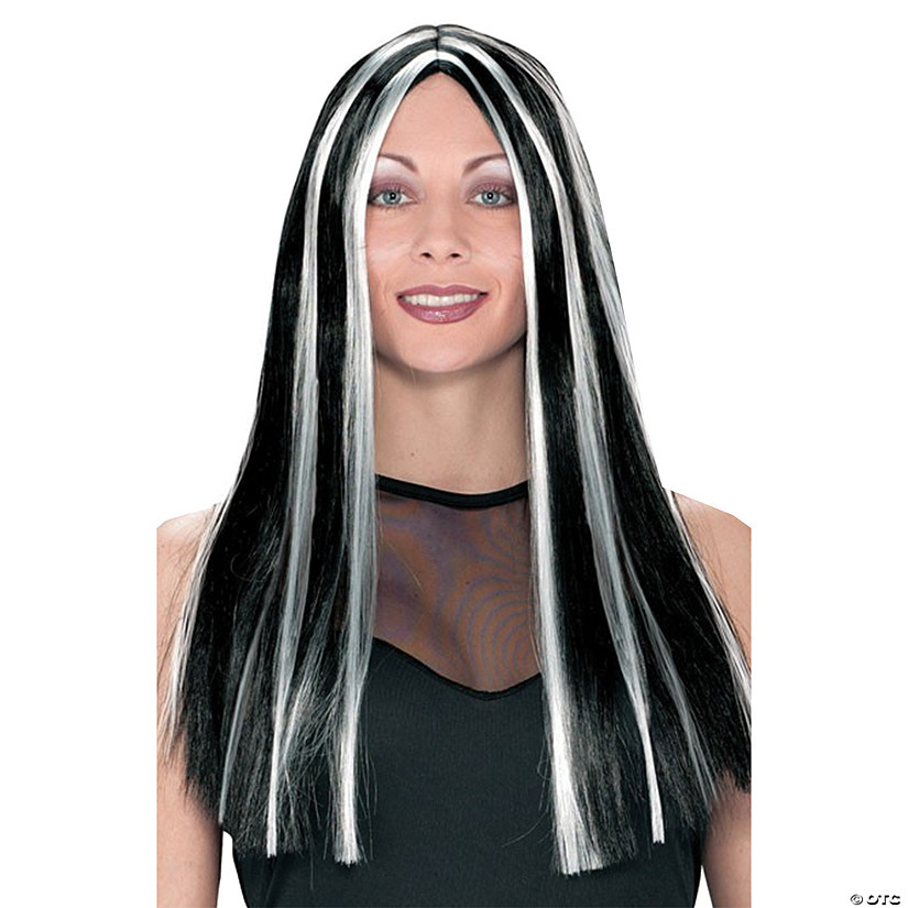 Adults Black & White Vampiress Wig Image