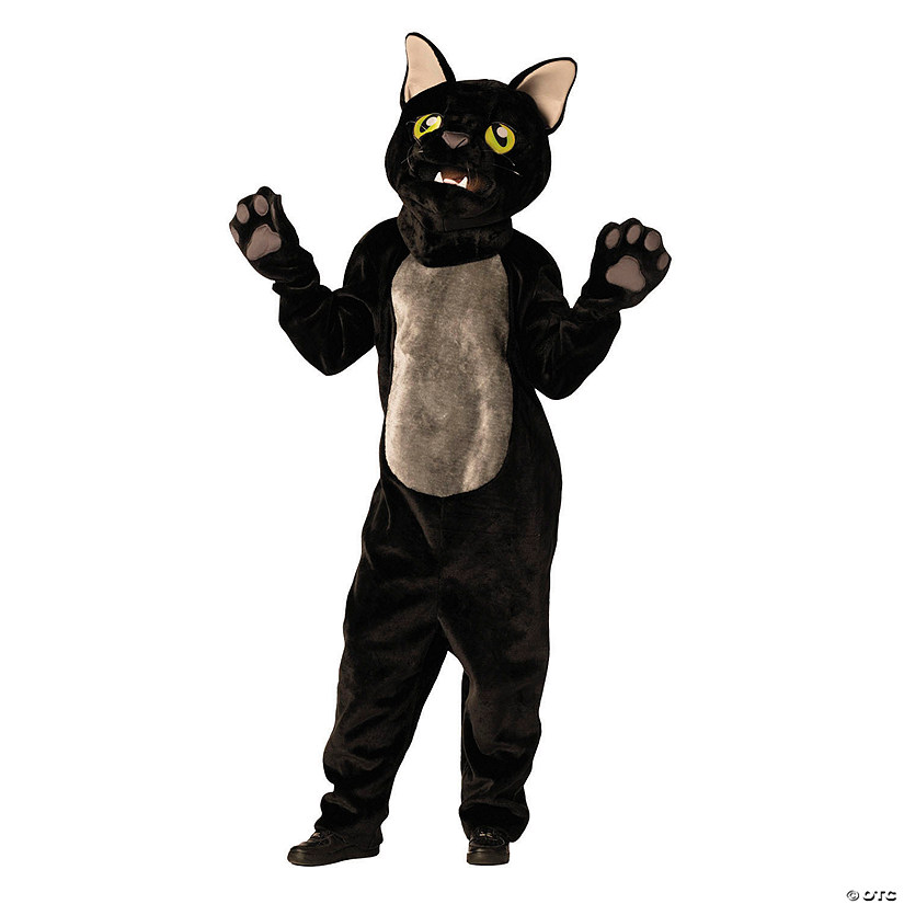 Adults Black Cat Jumpsuit Costume with Mask &amp; Paws- One Size Image