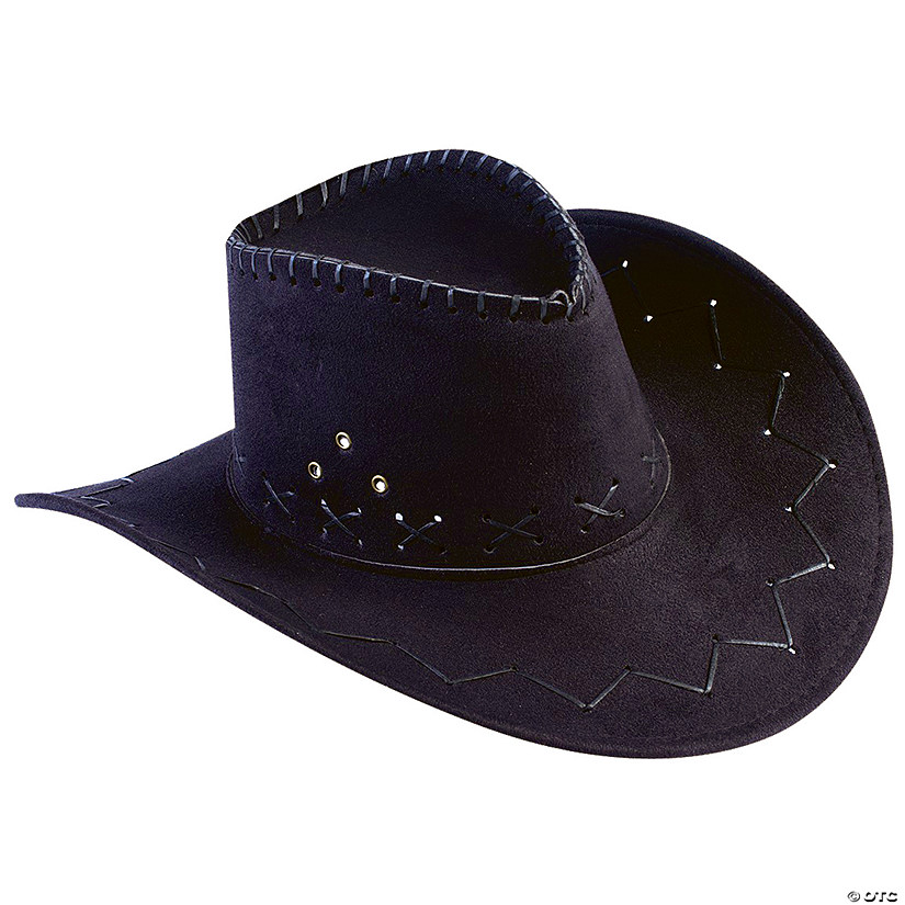 Adult's Black Cowboy Hat with Stitching Image