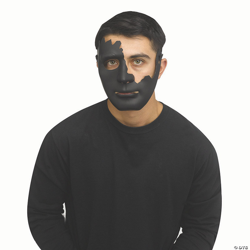 Adults Black Cracked Plastic Half Mask - One Size Image