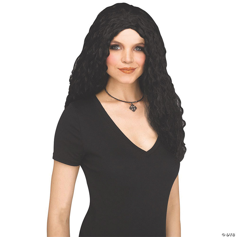 Adult's Black Crimped Wig Image