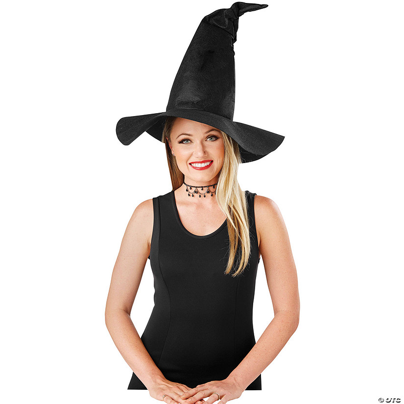 Adults Black Crooked Witch Hat Image