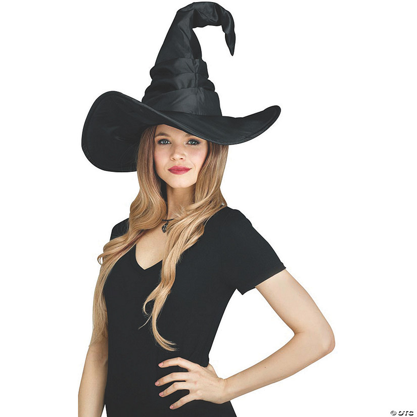 Adults Black Curved Witch Hat Image