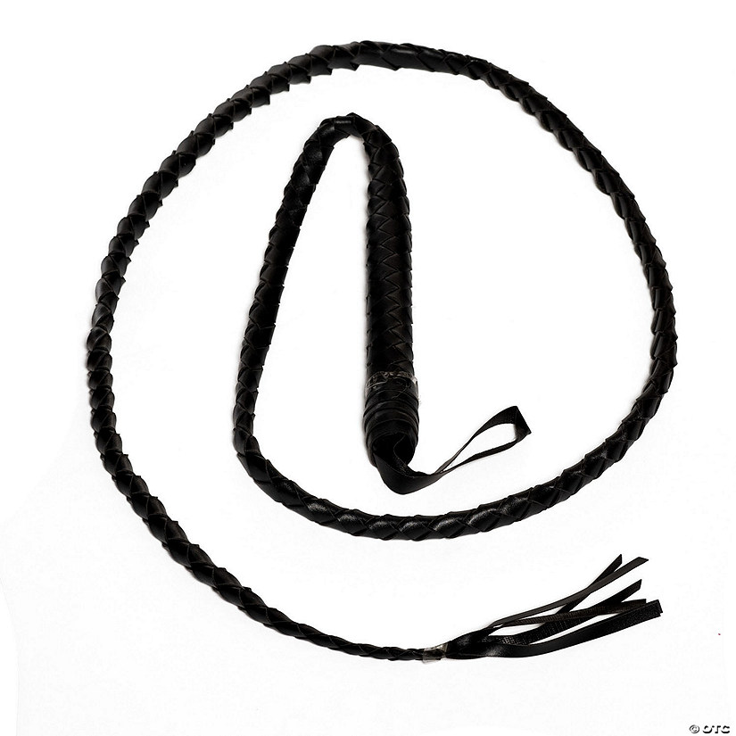 Adults Black Faux Leather Braided Whip Costume Accessory Image