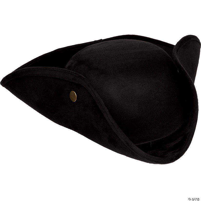 Adults Black Faux Suede Tricorne Hat Image