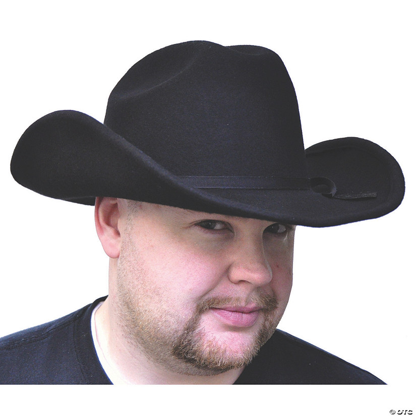 Adult's Black Felt Cowboy Hat - Small Image