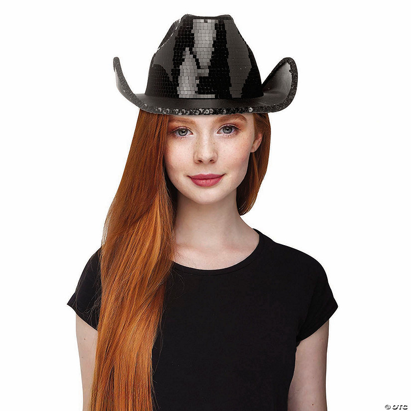 Adults Black Mirror Accent Cowgirl Hat Costume Accessory Image