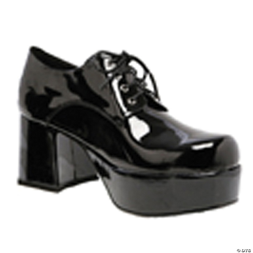 Adults Black Patent Platform Shoes - Size 12-13 Image