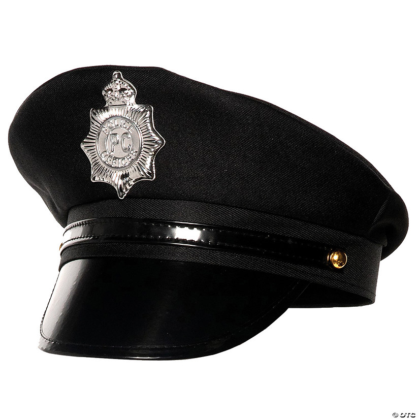 Adult's Black Police Officer Hat Image