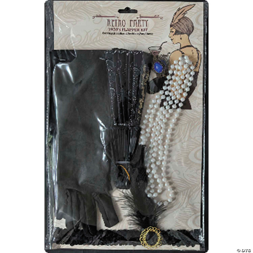 Adults Black Roaring 20's Costume Accessory Kit - 5 Pc. Image