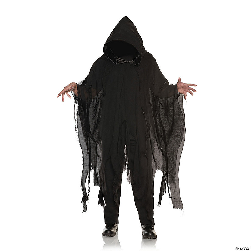 Adults Black Shredded Phantom Hooded Cape - One Size Image