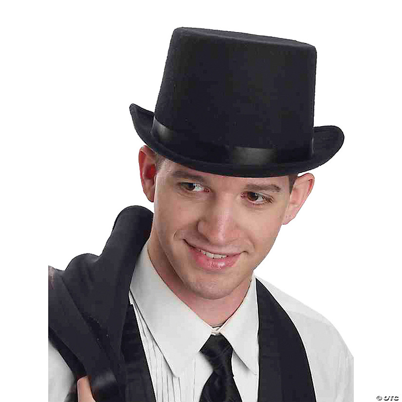 Adult's Black Top Hat with Hatband Image