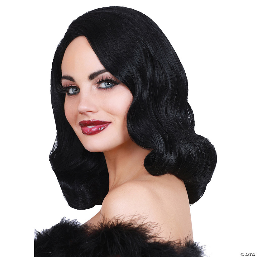 Adults Black Wavy Hollywood Glamour Wig Image