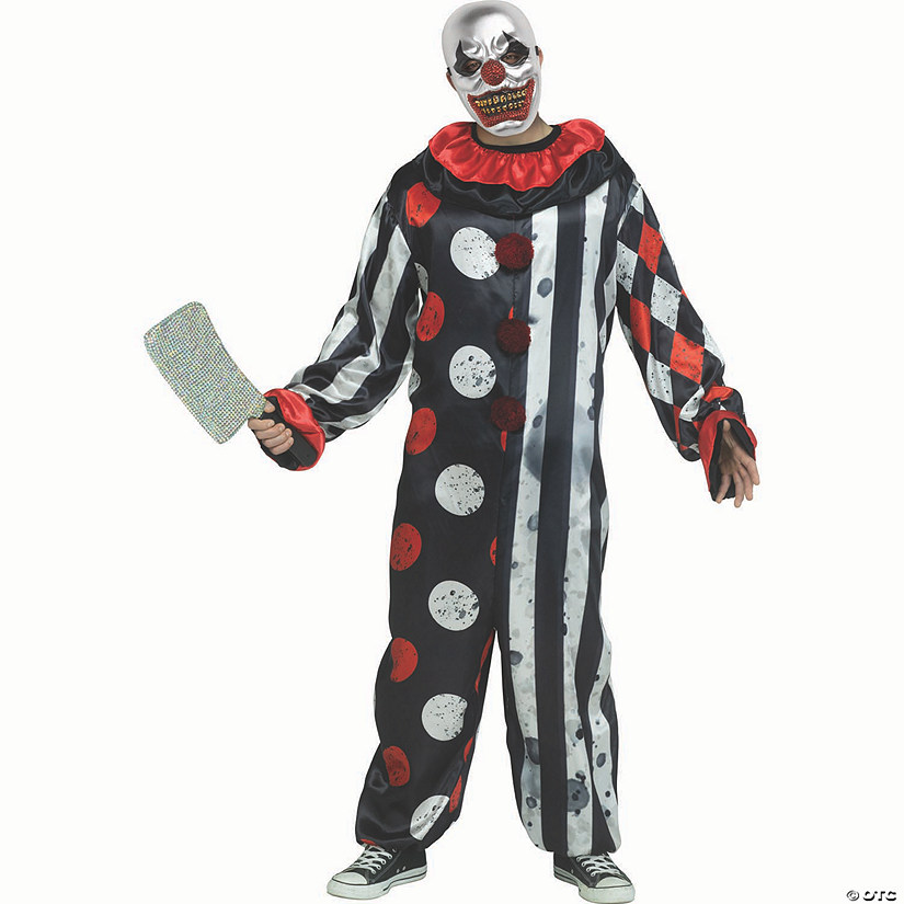 Adults Black, White & Red Big Top Bling Clown Costume - Standard Image