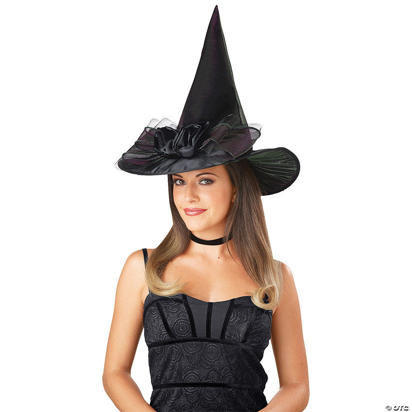 Adults Black Witch Hat with Bow - One Size Image