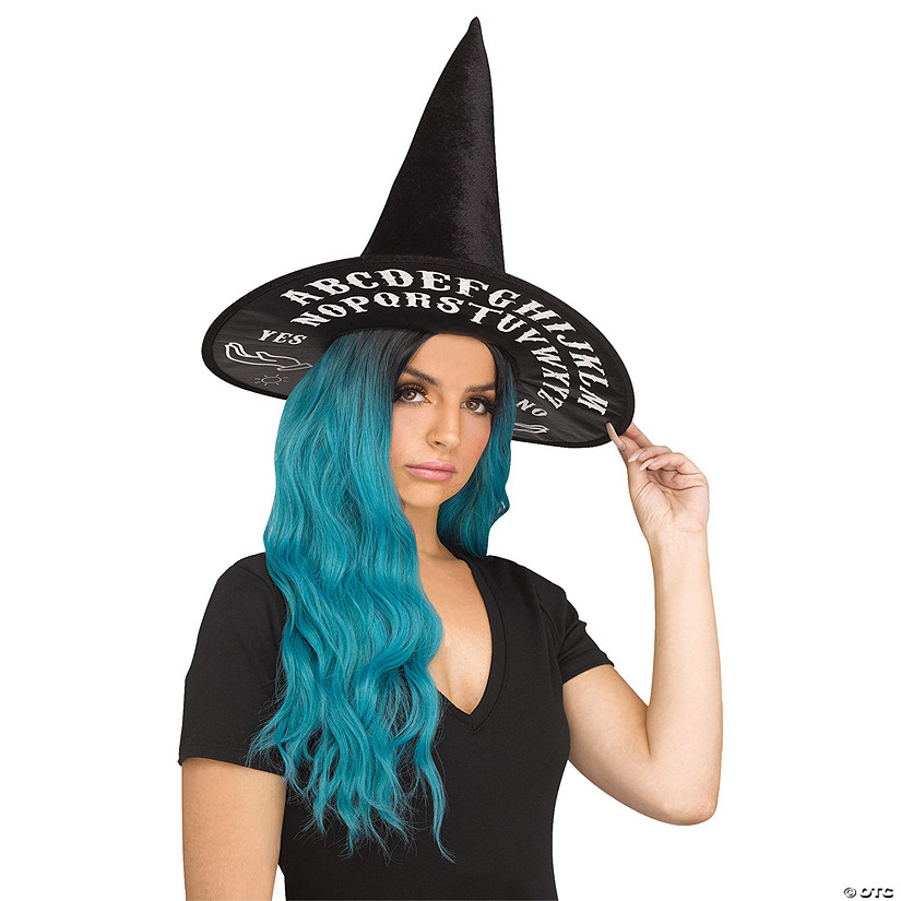 Adults Black Witch Hat with Spirit Board Print Image