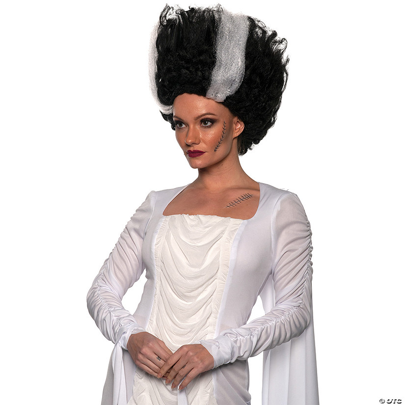 Adults Black with White Stripes Tall Wig Image