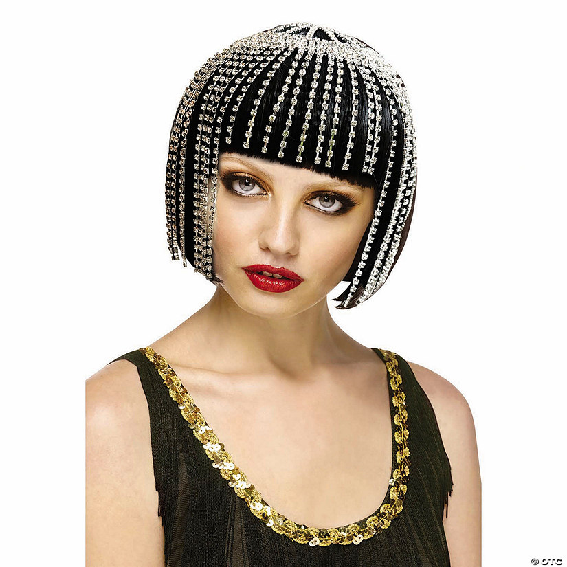 Adults Bling Wig with Rhinestone Details Image
