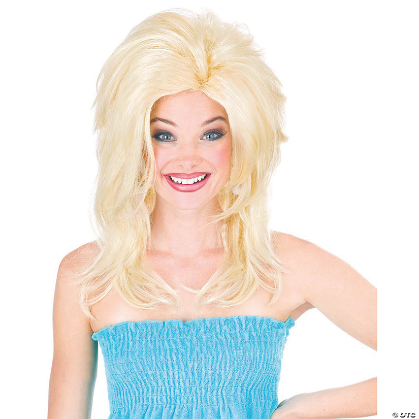 Adults Blonde Shoulder Length with Teased Top Wig Image