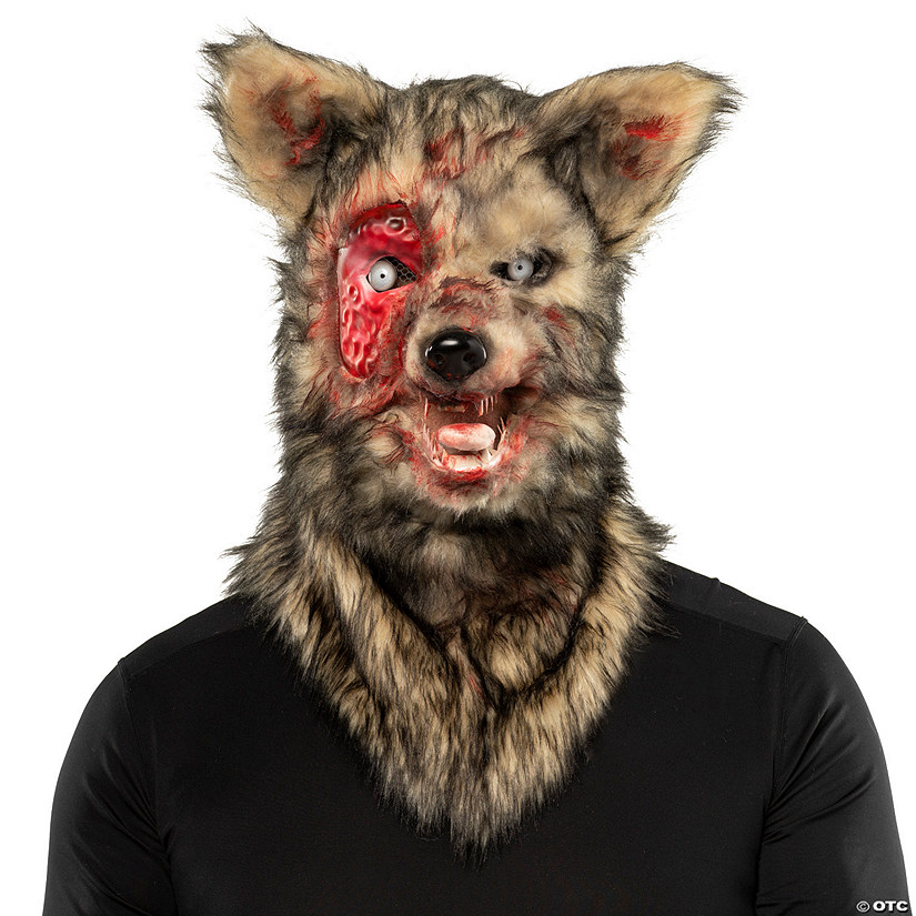 Adults Bloody Wolf Full Head Covering Halloween Mask &#8211; One Size Image